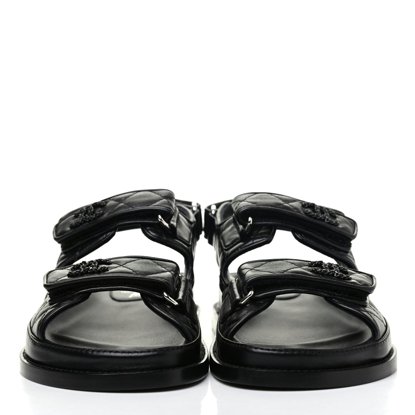 Lambskin Velcro Dad Sandals 36 Black