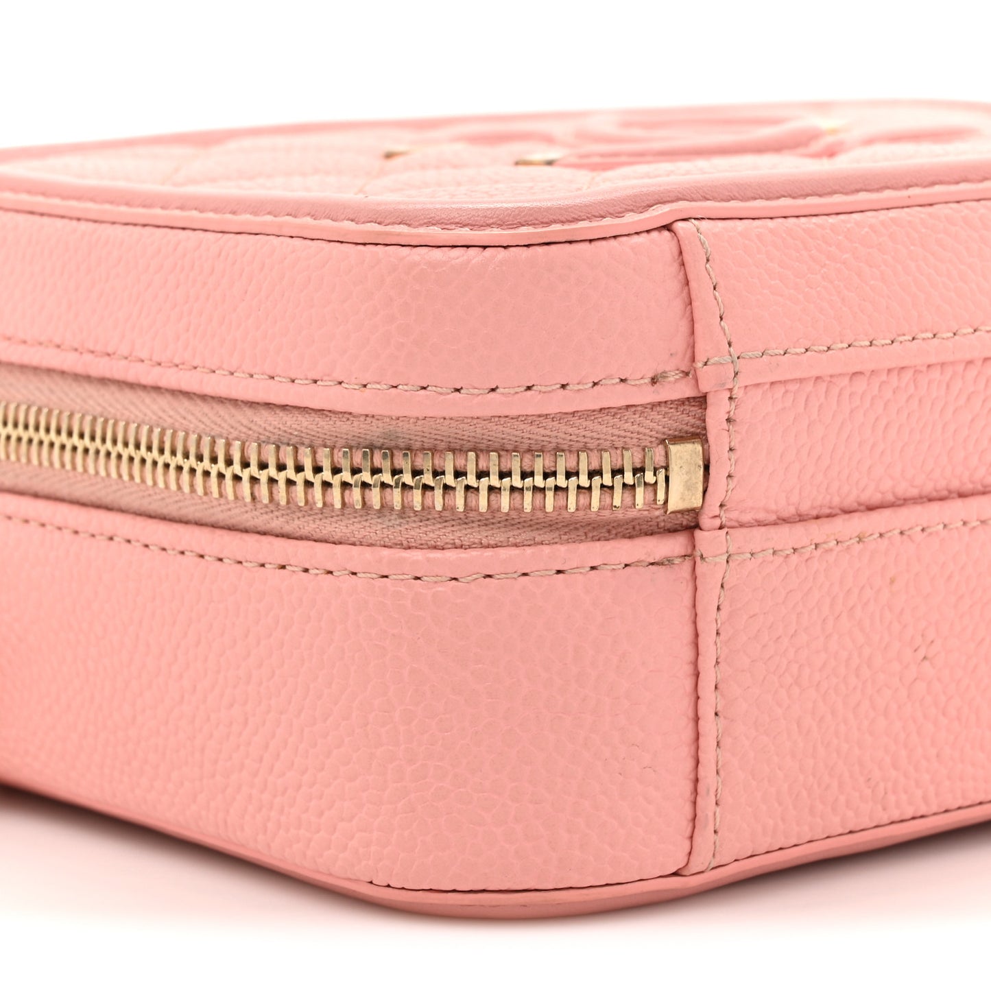 Caviar Quilted Small CC Filigree Vanity Case Rose Pink