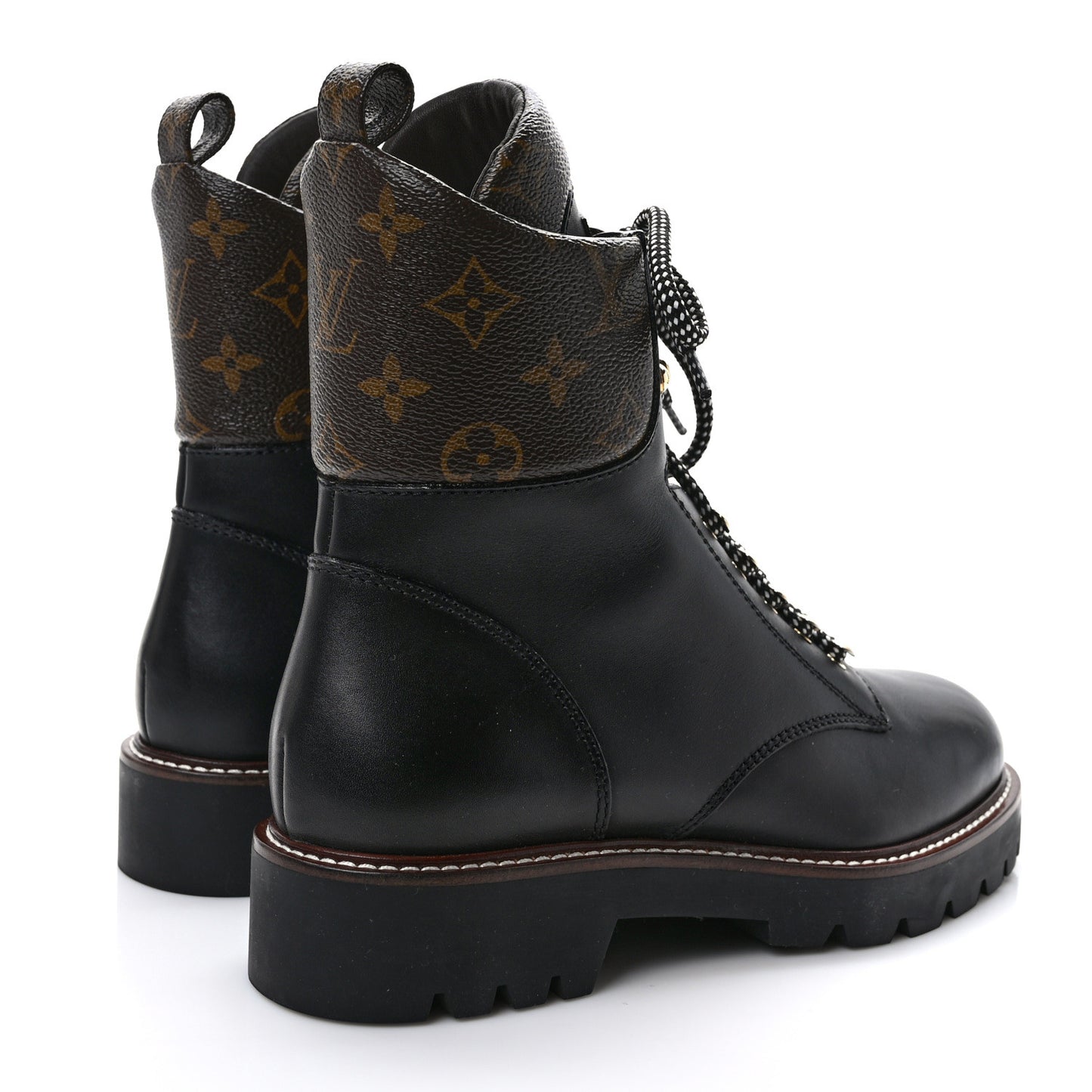 Calfskin Monogram Territory Flat Ranger Boots 41 Black