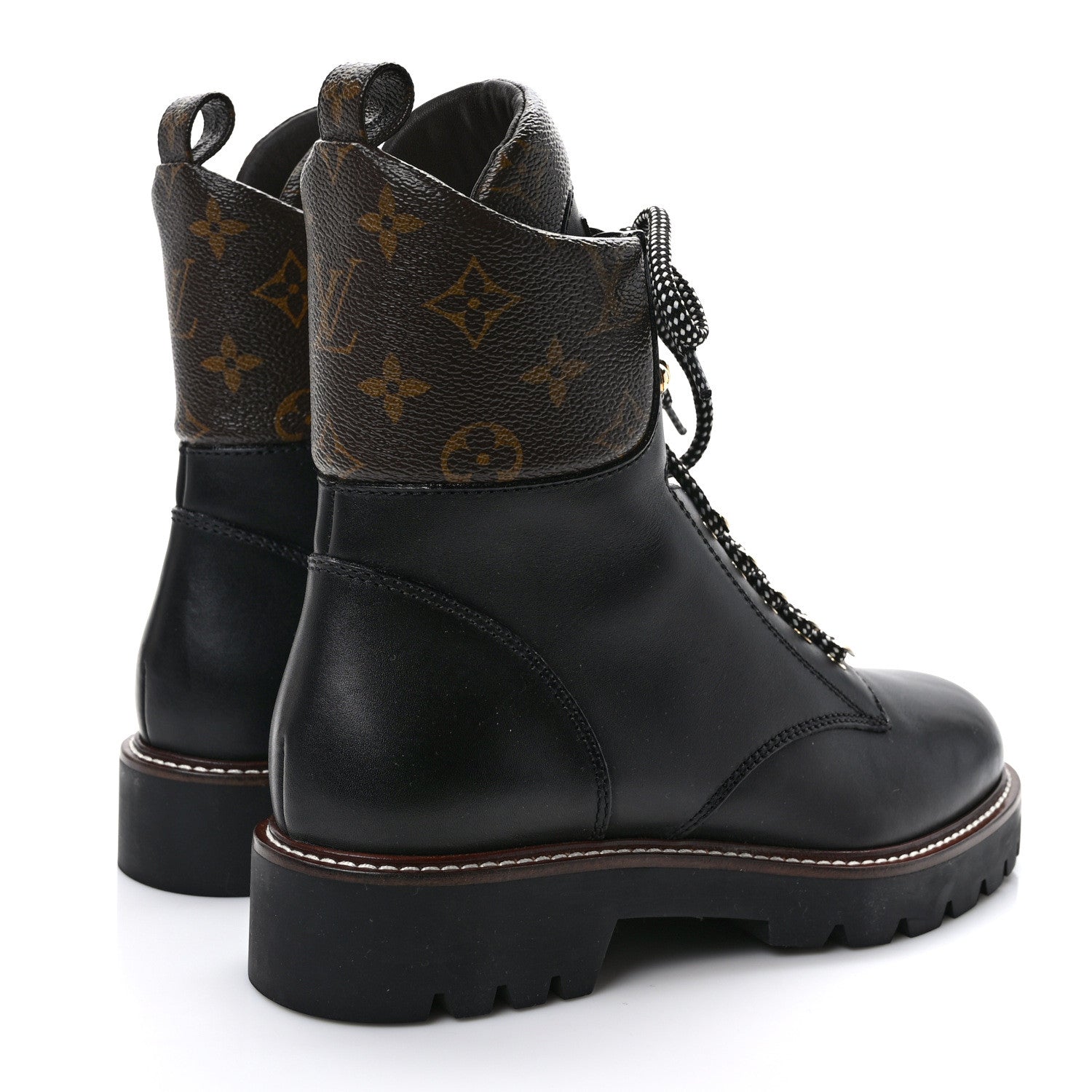 Louis Vuitton Calfskin Monogram Territory Flat Ranger Boots 41 Black 4 of 8