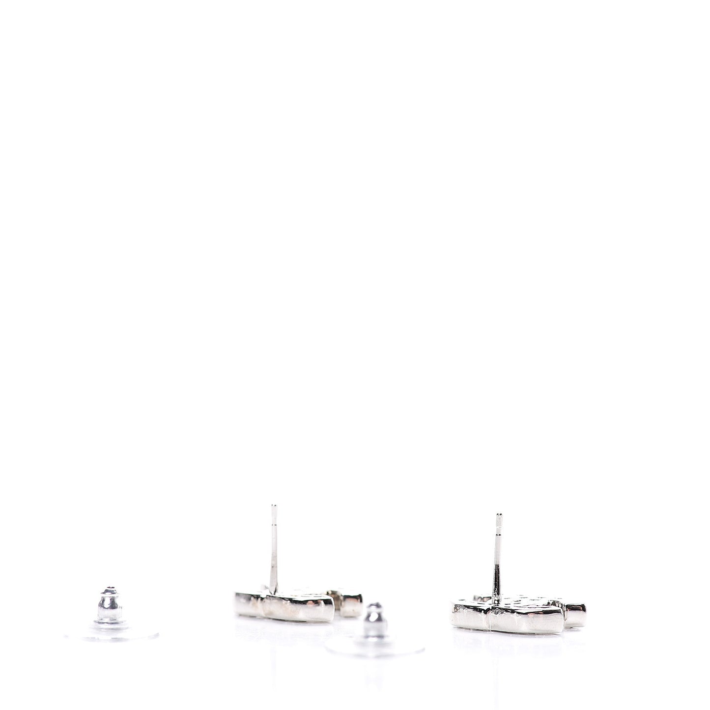 Baguette Crystal CC Earrings Silver