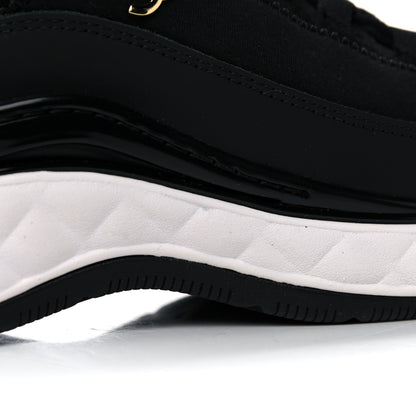 Chanel Velvet Calfskin Mixed Fibers CC Sneakers 36.5 Black 8 of 9