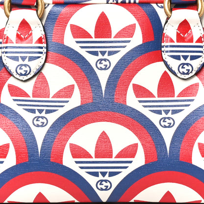 Gucci X ADIDAS Shangai Calfskin Web Trefoil Interlocking G Mini Duffle Bag Red White Blue 9 of 11