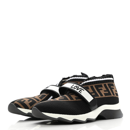 Fendi Stretch Yarn FF Stiff Band Rockoko Sneakers 38 Black White Tobacco 3 of 7