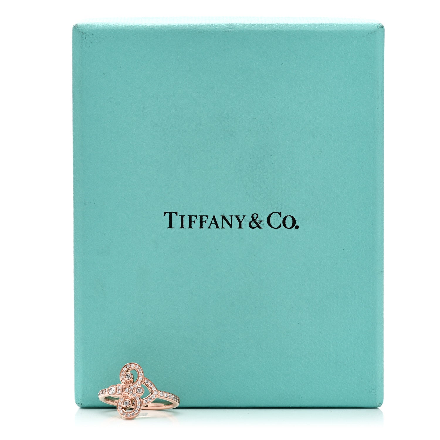 Tiffany 18K Rose Gold Diamond Fleur de Lis Ring 53 6.25 5 of 5