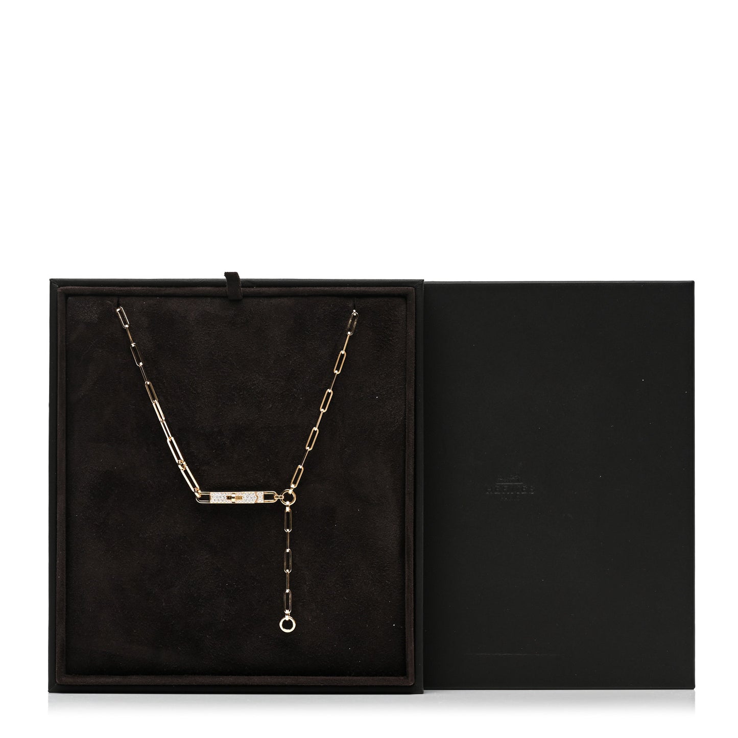 18K Yellow Gold Diamond Pave PM Kelly Chaine Lariat Necklace SH