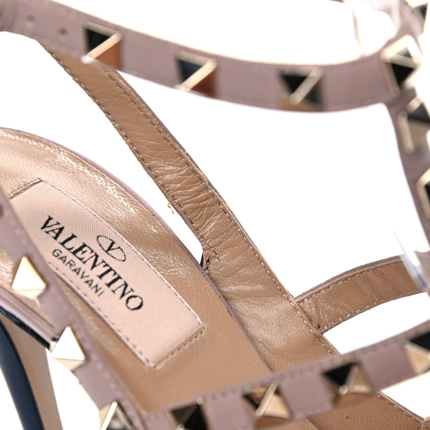 Nappa Rockstud Ankle Strap 100mm Pumps 36 Marine Poudre