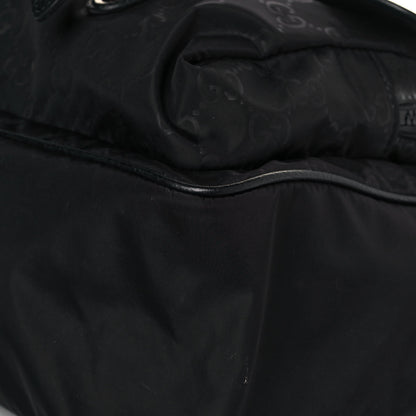 Gucci Nylon Monogram Double Buckle Flap Messenger Bag Black 9 of 12