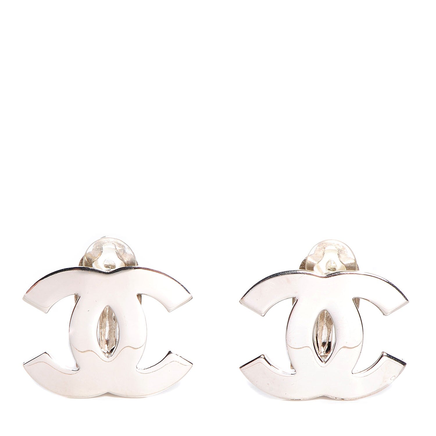 Chanel CC Clip On Earrings Silver 1 of 5