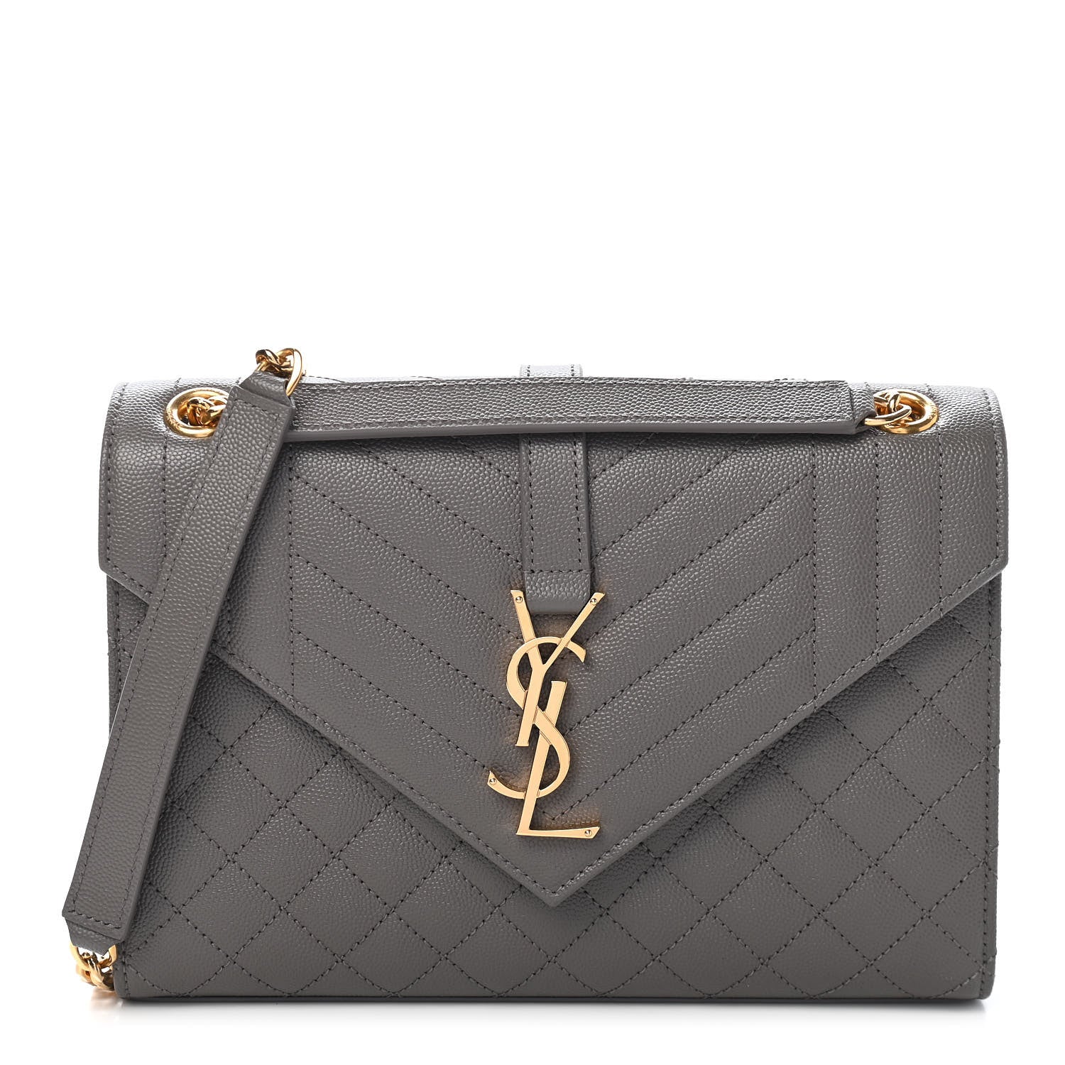 Saint Laurent Grain De Poudre Textured Mixed Matelasse Medium Triquilt Monogram Satchel Fog 1 of 7