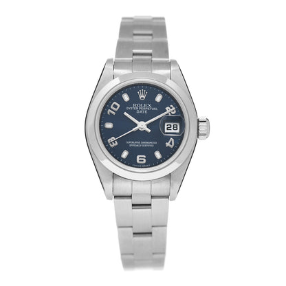 Rolex Stainless Steel 26mm Oyster Perpetual Date Watch Blue 79160 1 of 5