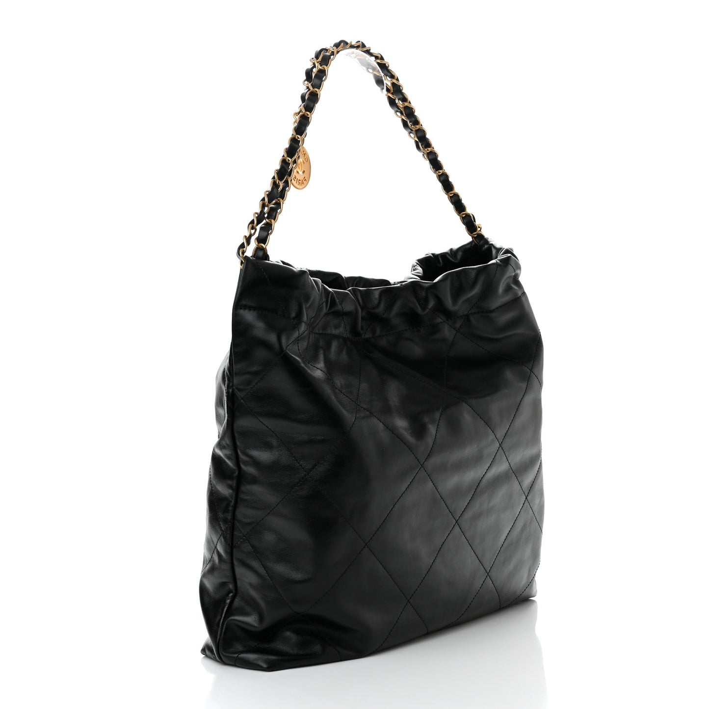 Shiny Calfskin Quilted Chanel 22 Black
