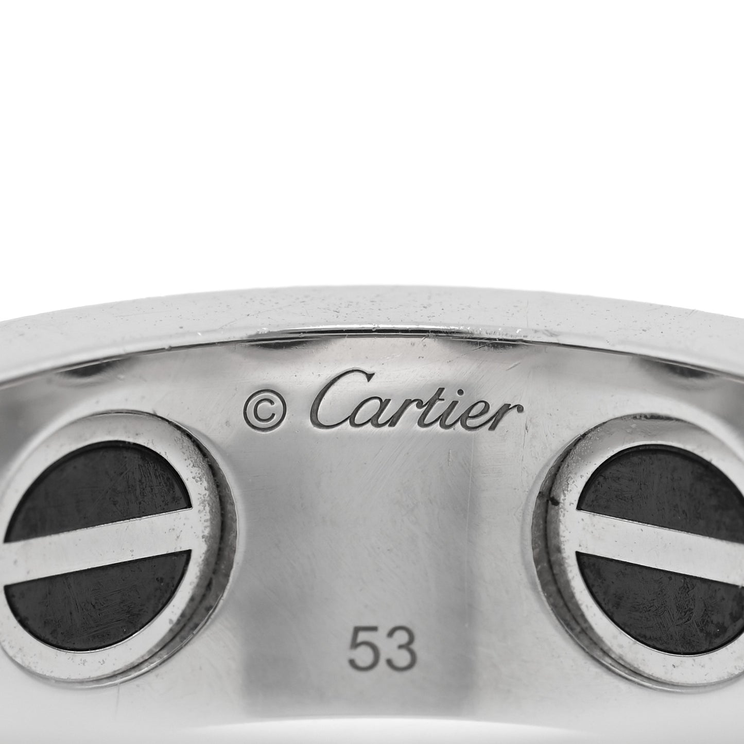 18K White Gold Diamond Ceramic LOVE Paved Ring 53 6.5