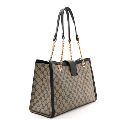 Gucci GG Supreme Monogram Medium Padlock Tote Black 3 of 10