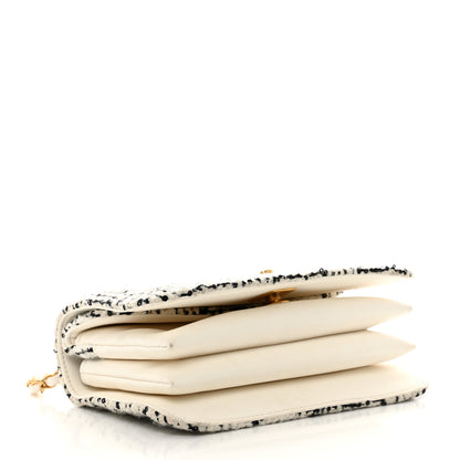 Chanel Tweed Lambskin Quilted Mini Top Handle Flap White Black 4 of 11