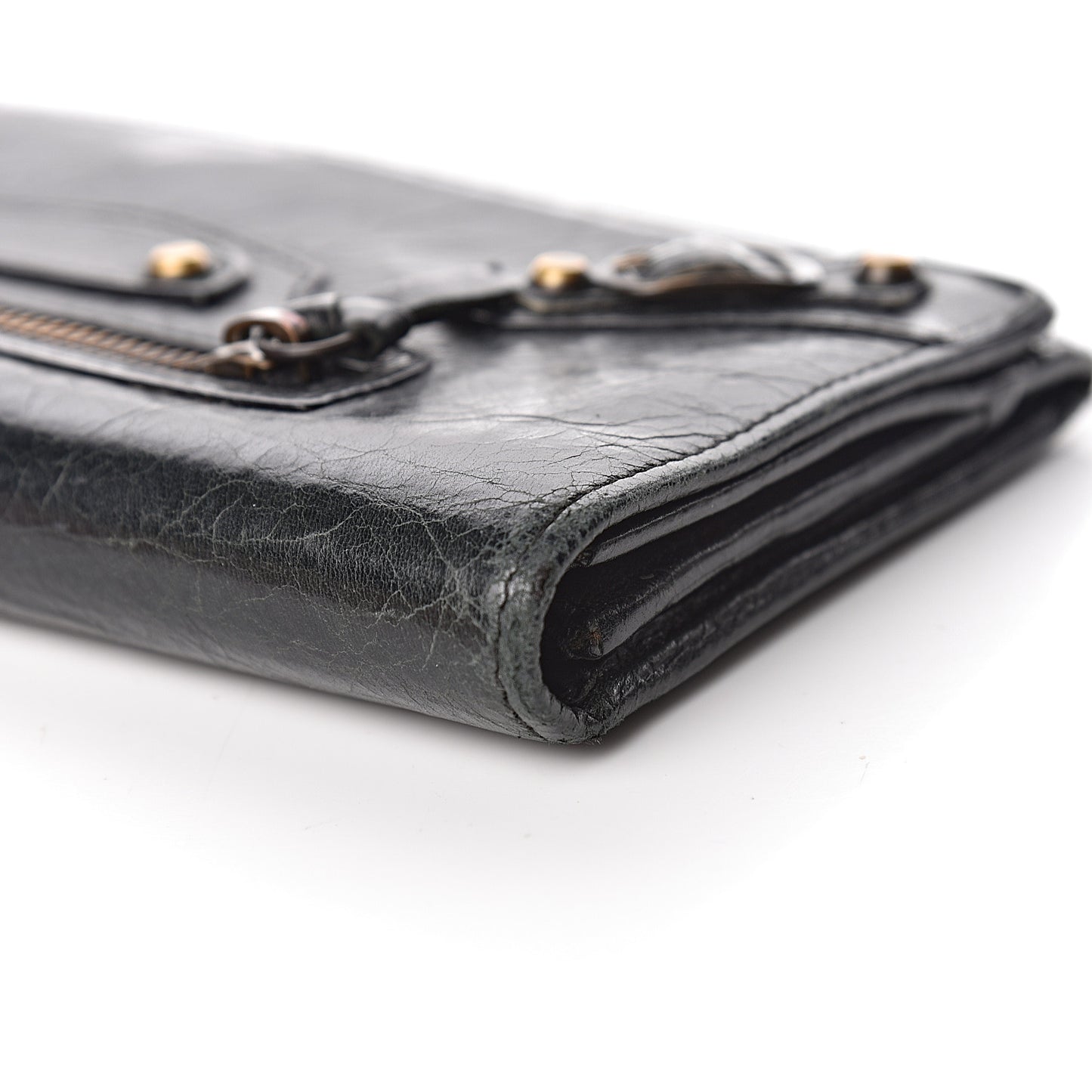 Agneau Classic Gold Hardware Money Wallet Black