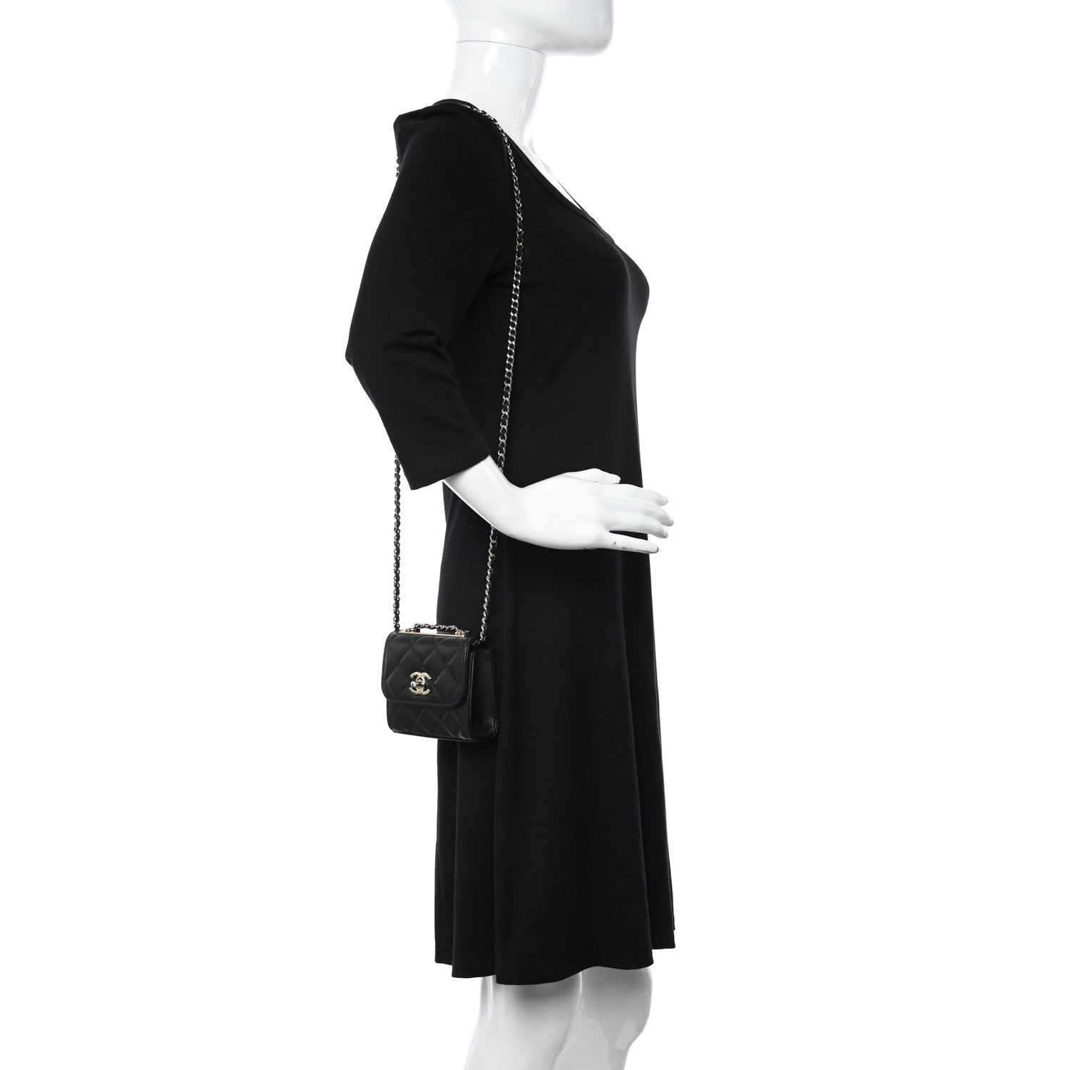 Chanel Lambskin Quilted Mini Trendy CC Chain Wallet Black 2 of 9