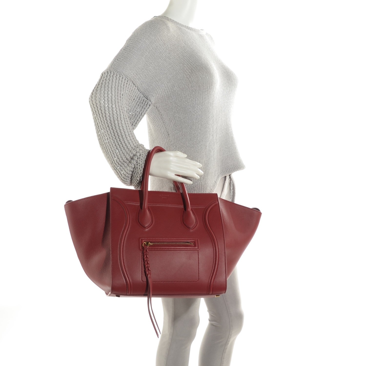 Celine Supple Calfskin Medium Phantom Luggage Red 2 of 9