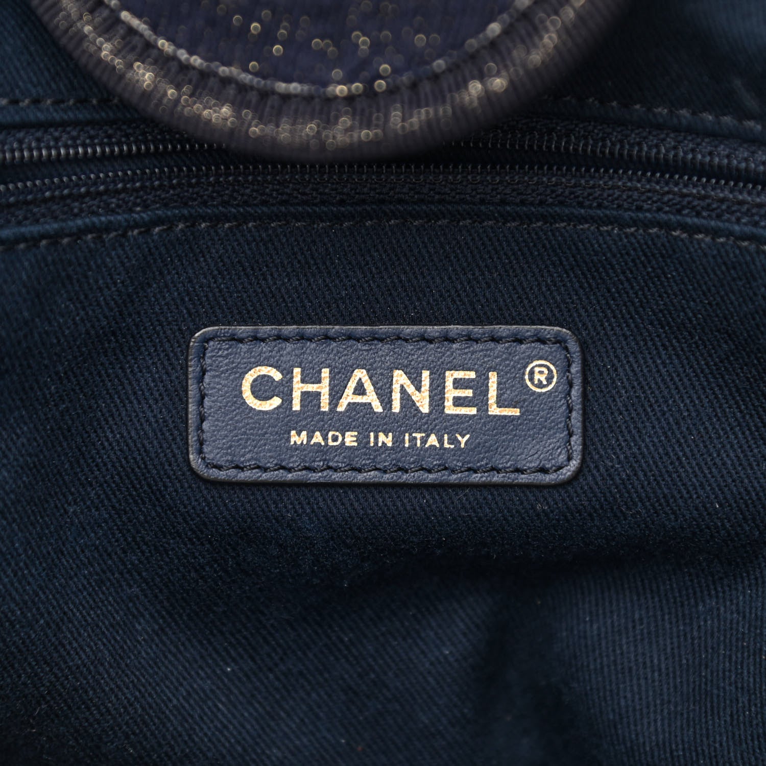 Chanel Lurex Canvas Medium Deauville Tote Navy Blue Gold 6 of 14