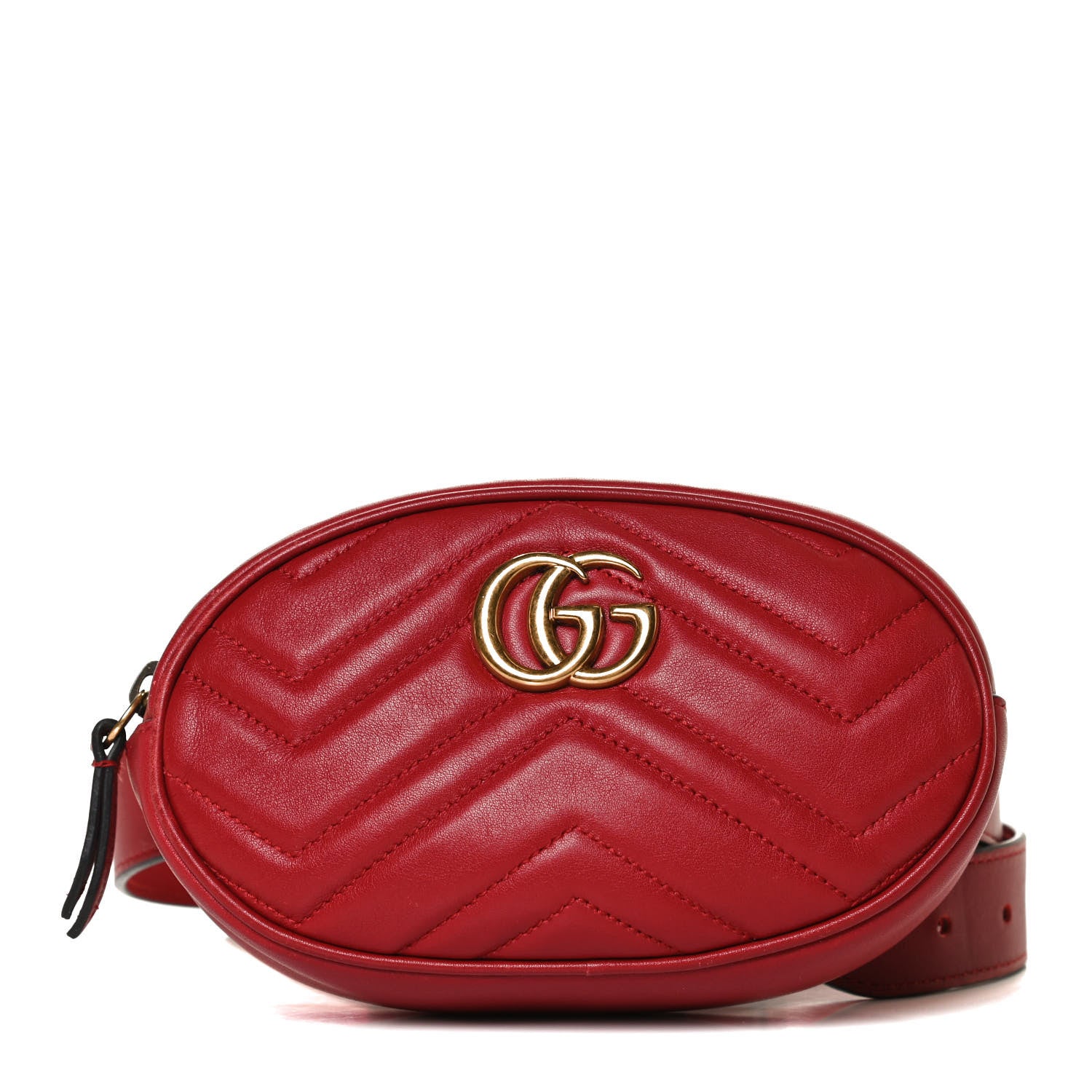 Gucci Calfskin Matelasse GG Marmont Belt Bag 85 34 Hibiscus Red 1 of 17