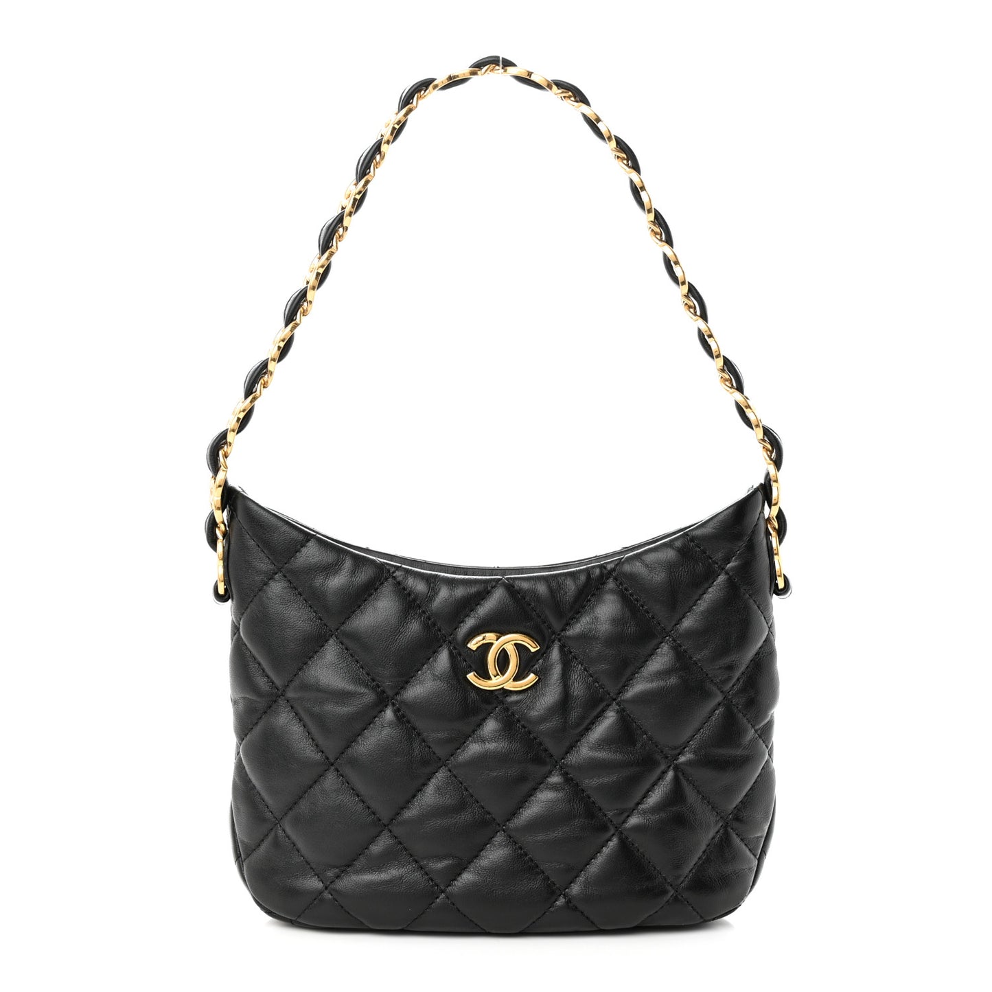 Lambskin Quilted Hobo Black