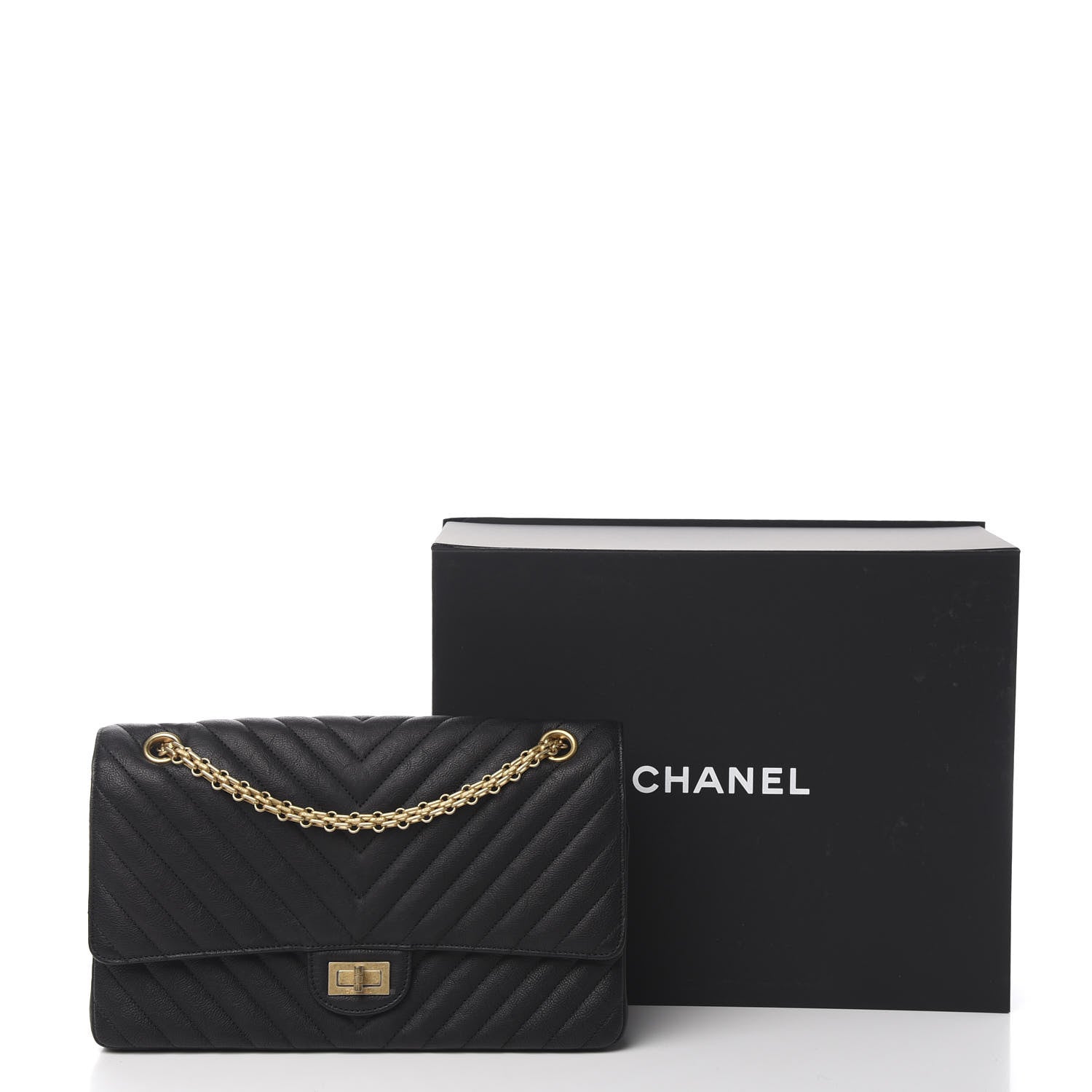 Chanel Crumpled Calfskin Chevron Quilted 2.55 Reissue 226 Black 12 of 12