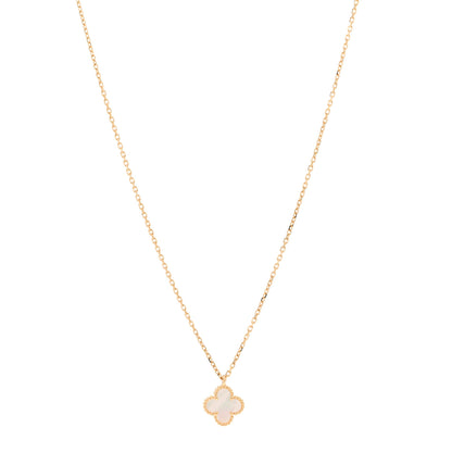 Van Cleef & Arpels 18K Yellow Gold Mother of Pearl Sweet Alhambra Pendant Necklace 1 of 6