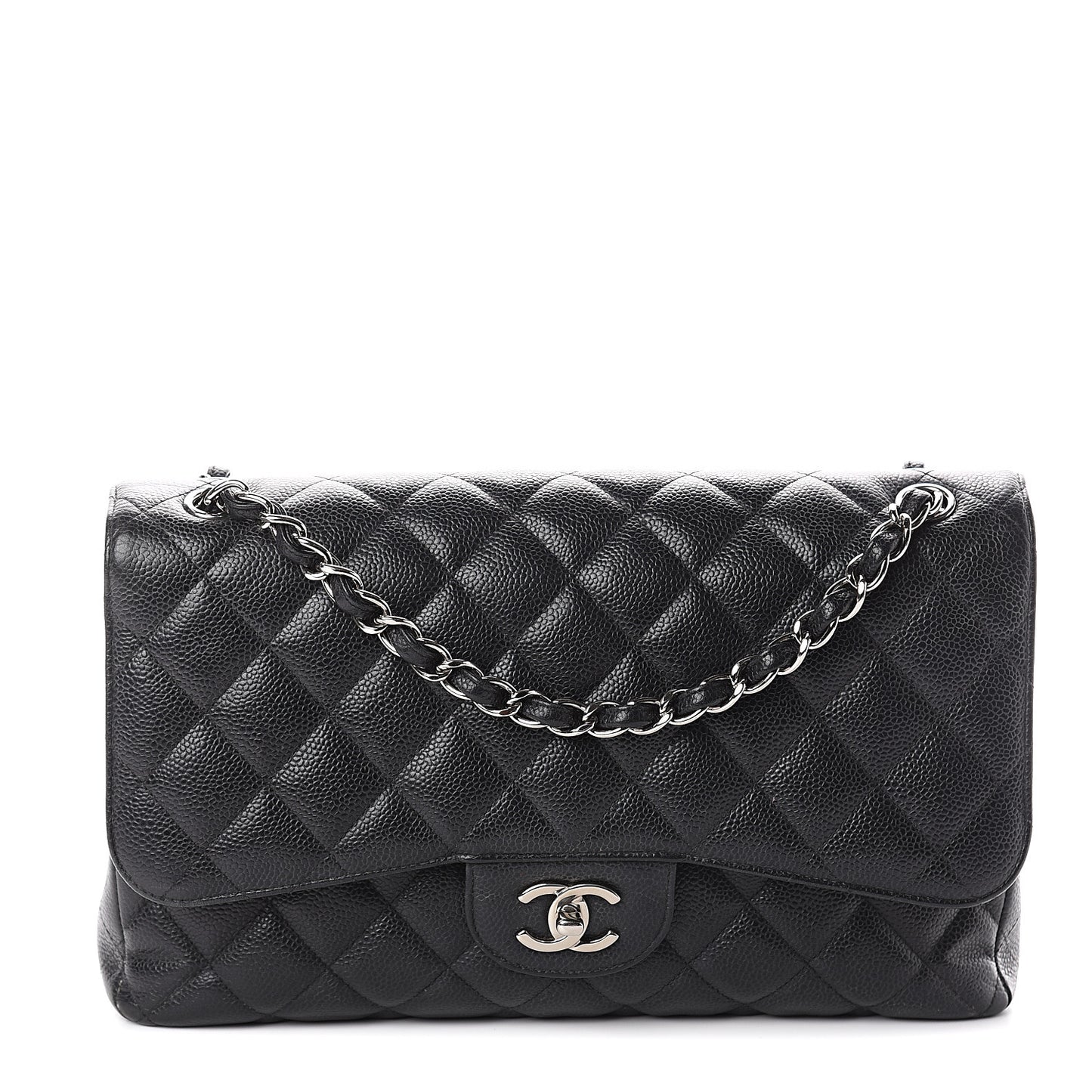 Caviar Quilted Jumbo Double Flap Black