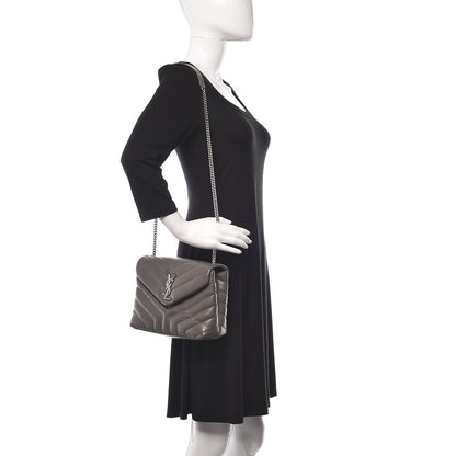 Saint Laurent Calfskin Y Quilted Monogram Small Loulou Chain Satchel Earth 2 of 11