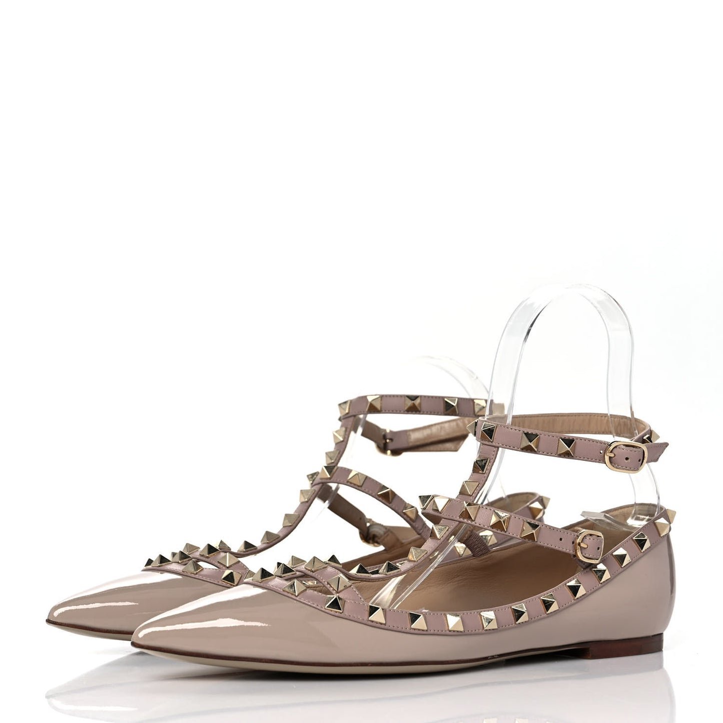 Patent Rockstud Cage Ballerina Flats 40 Poudre