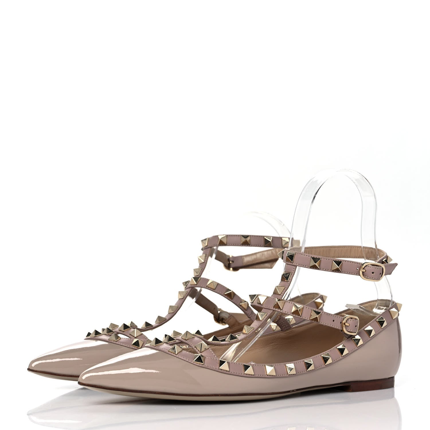 Valentino Garavani Patent Rockstud Cage Ballerina Flats 40 Poudre 3 of 8