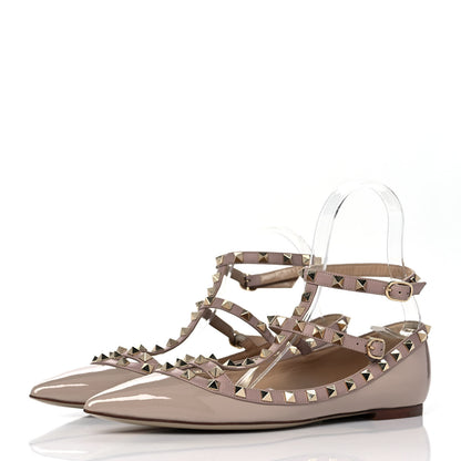 Valentino Garavani Patent Rockstud Cage Ballerina Flats 40 Poudre 3 of 8