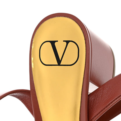 Valentino Garavani Calfskin One Stud Ankle Strap 60mm Sandals 37.5 Gingerbread 7 of 8