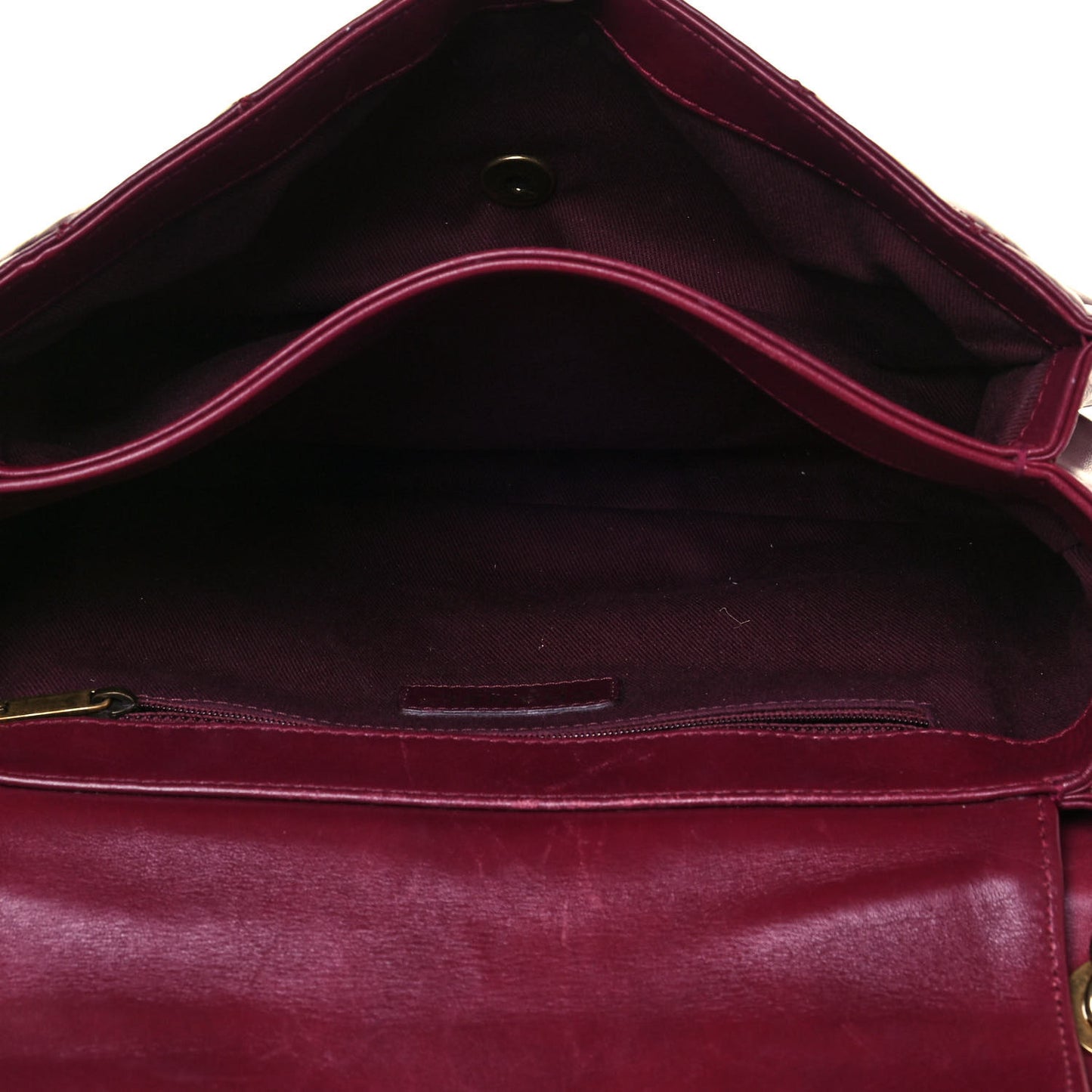 Glazed Calfskin Quilted Large Perfect Edge Flap Red
