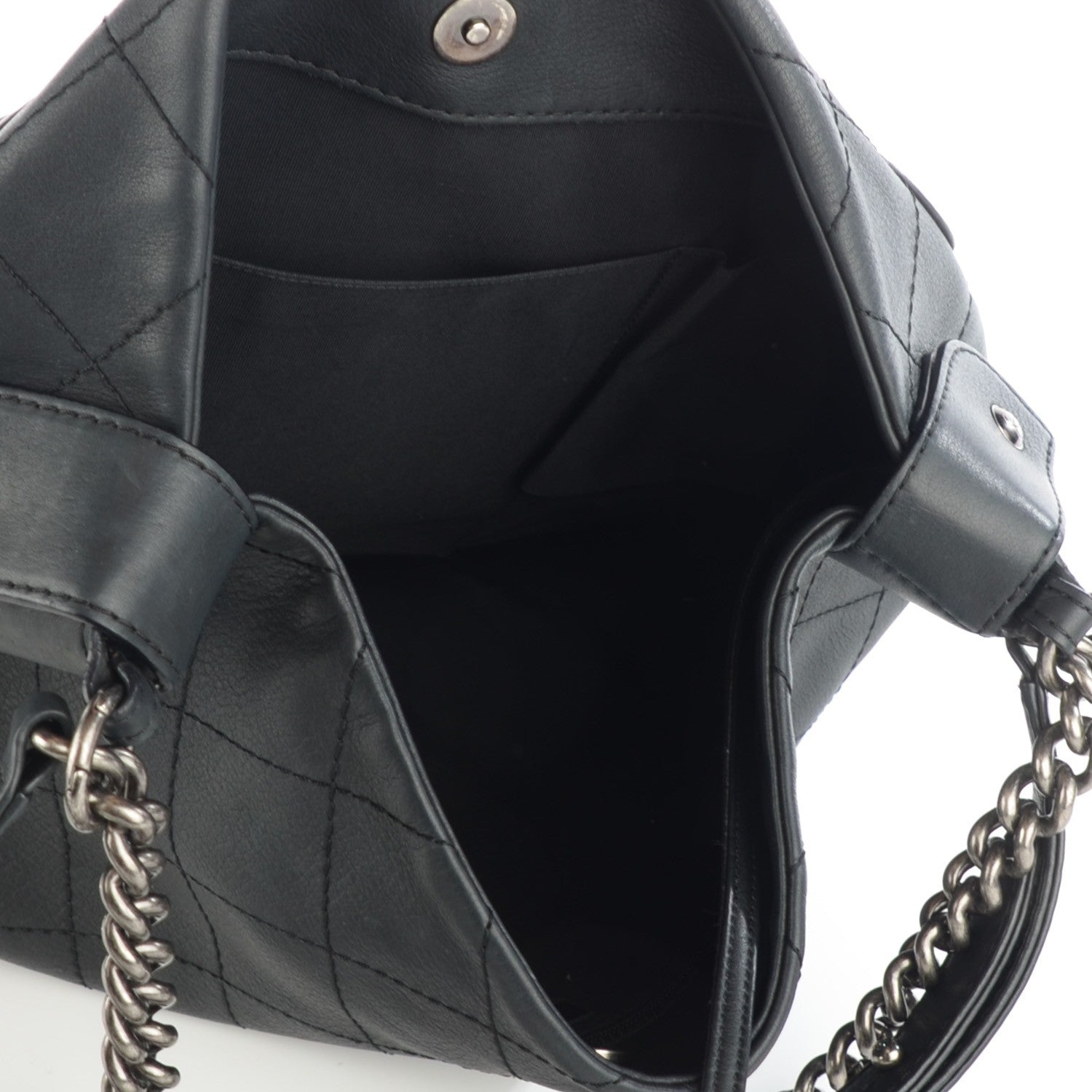Chanel Calfskin Stitched Double Zip Hobo Black 5 of 7