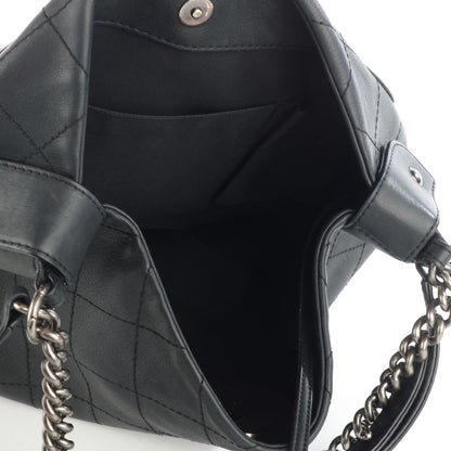 Chanel Calfskin Stitched Double Zip Hobo Black 5 of 7