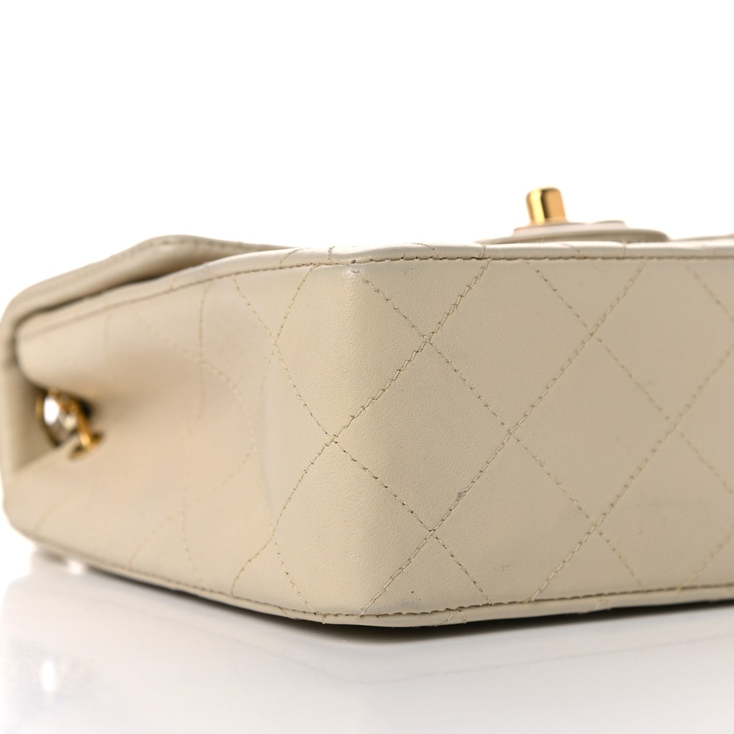 Lambskin Quilted Mini Square Flap Beige