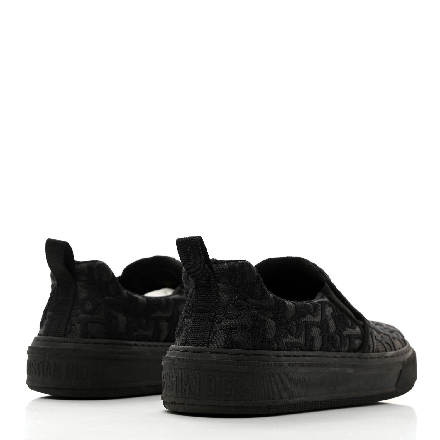 Christian Dior Shiny Technical Fabric Oblique Embroidered Womens Solar Slip On Sneakers 38.5 Black 4 of 9