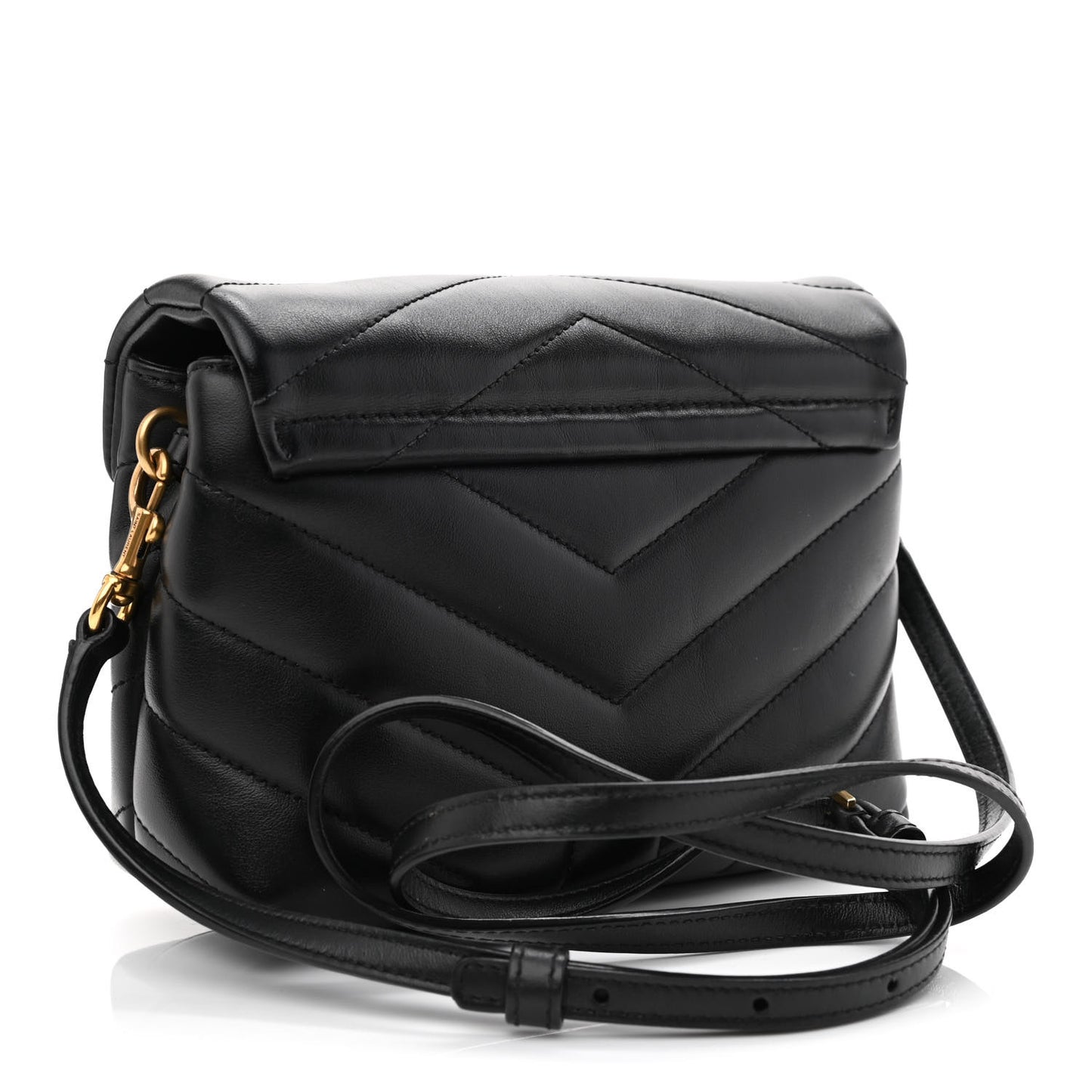 Calfskin Y Quilted Monogram Toy Loulou Crossbody Bag Black