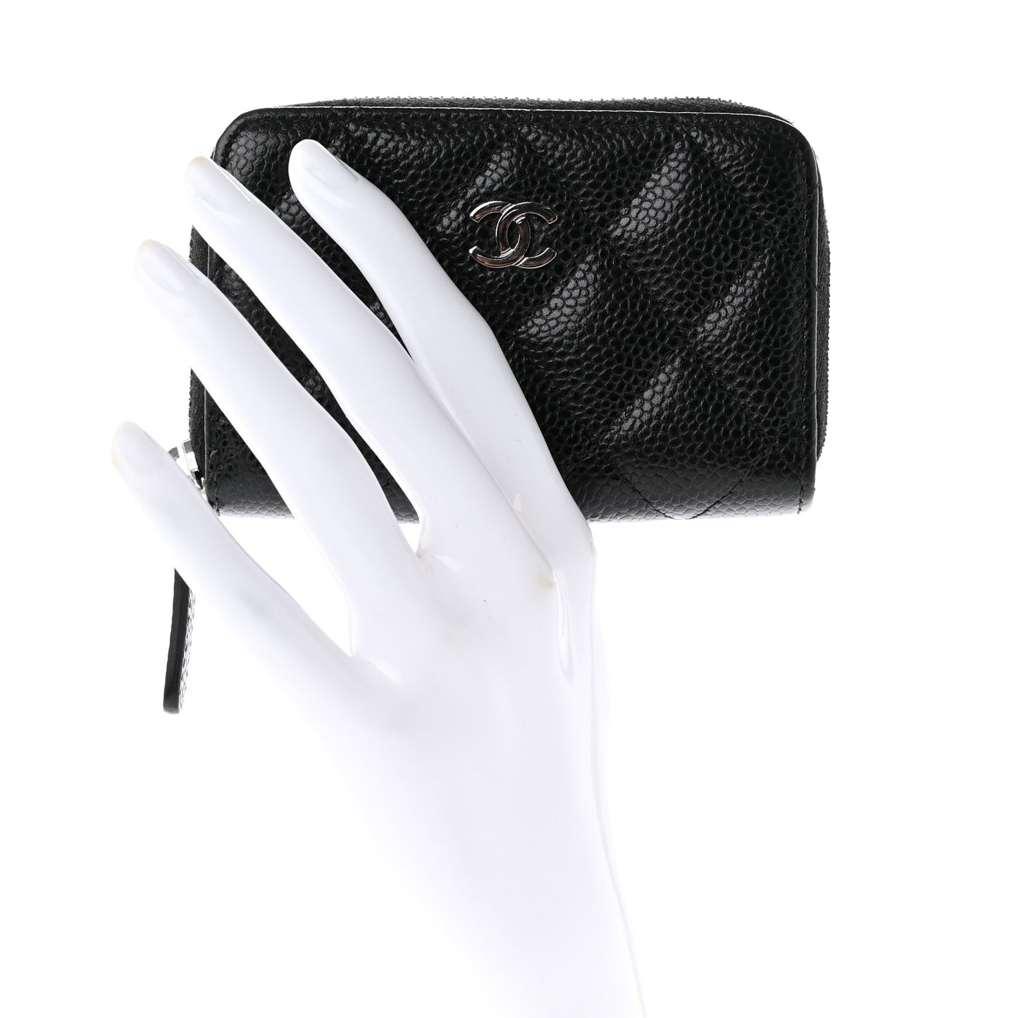 Caviar Quilted Zip Coin Purse Black