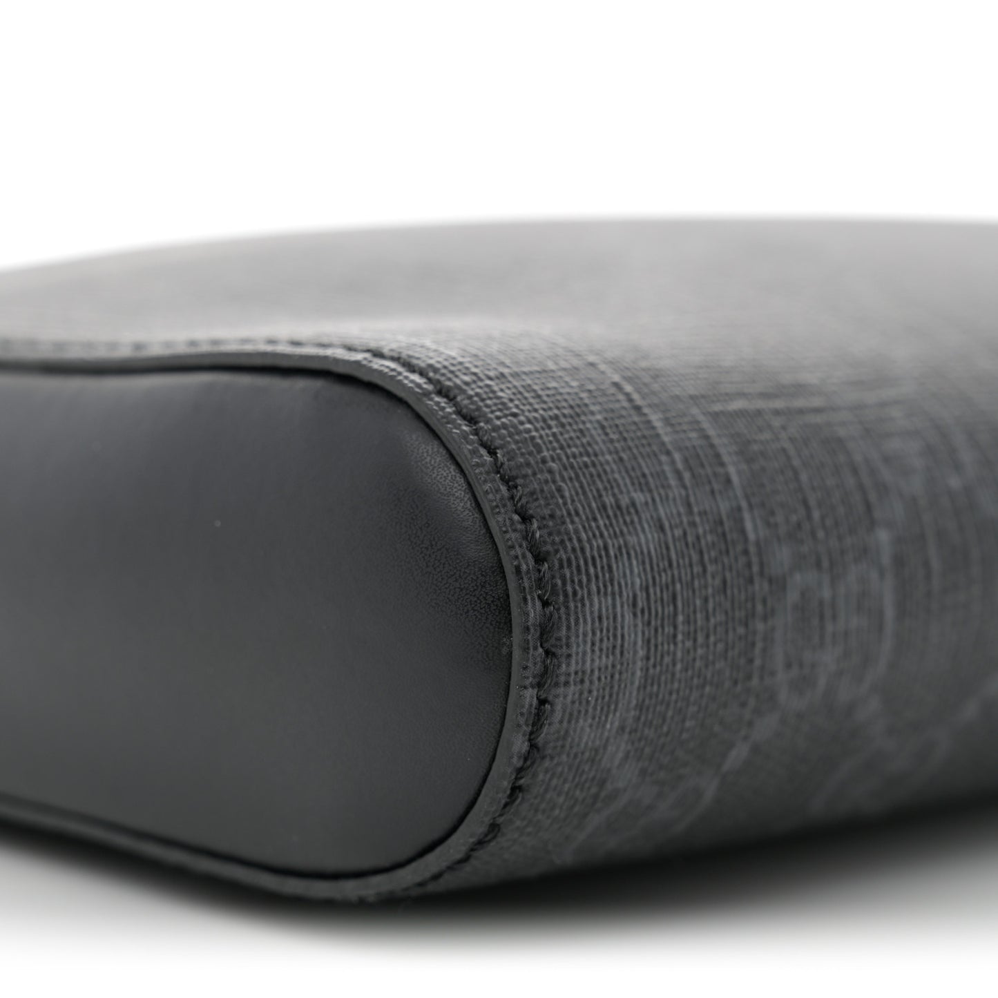 GG Supreme Monogram Appia Calfskin Web Flat Messenger Bag Black Grey