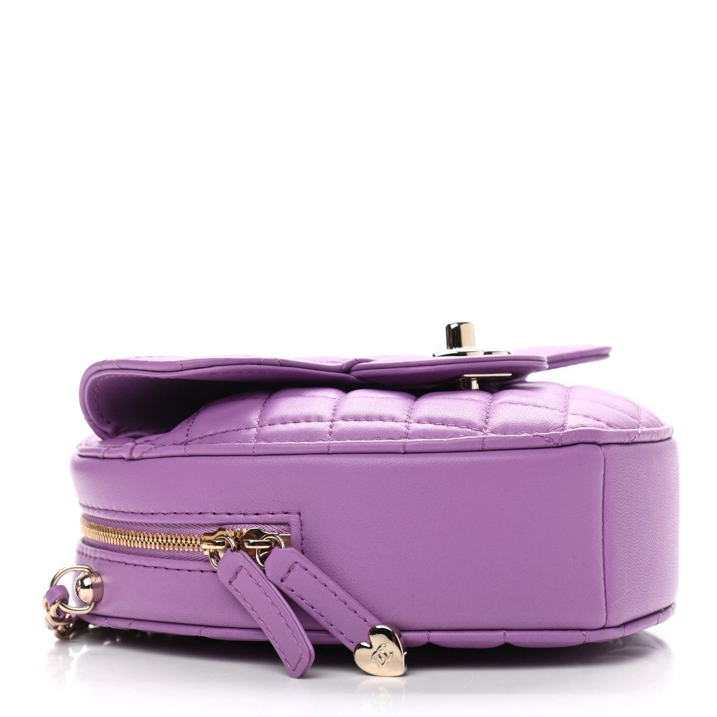 Lambskin Quilted CC In Love Heart Bag Purple