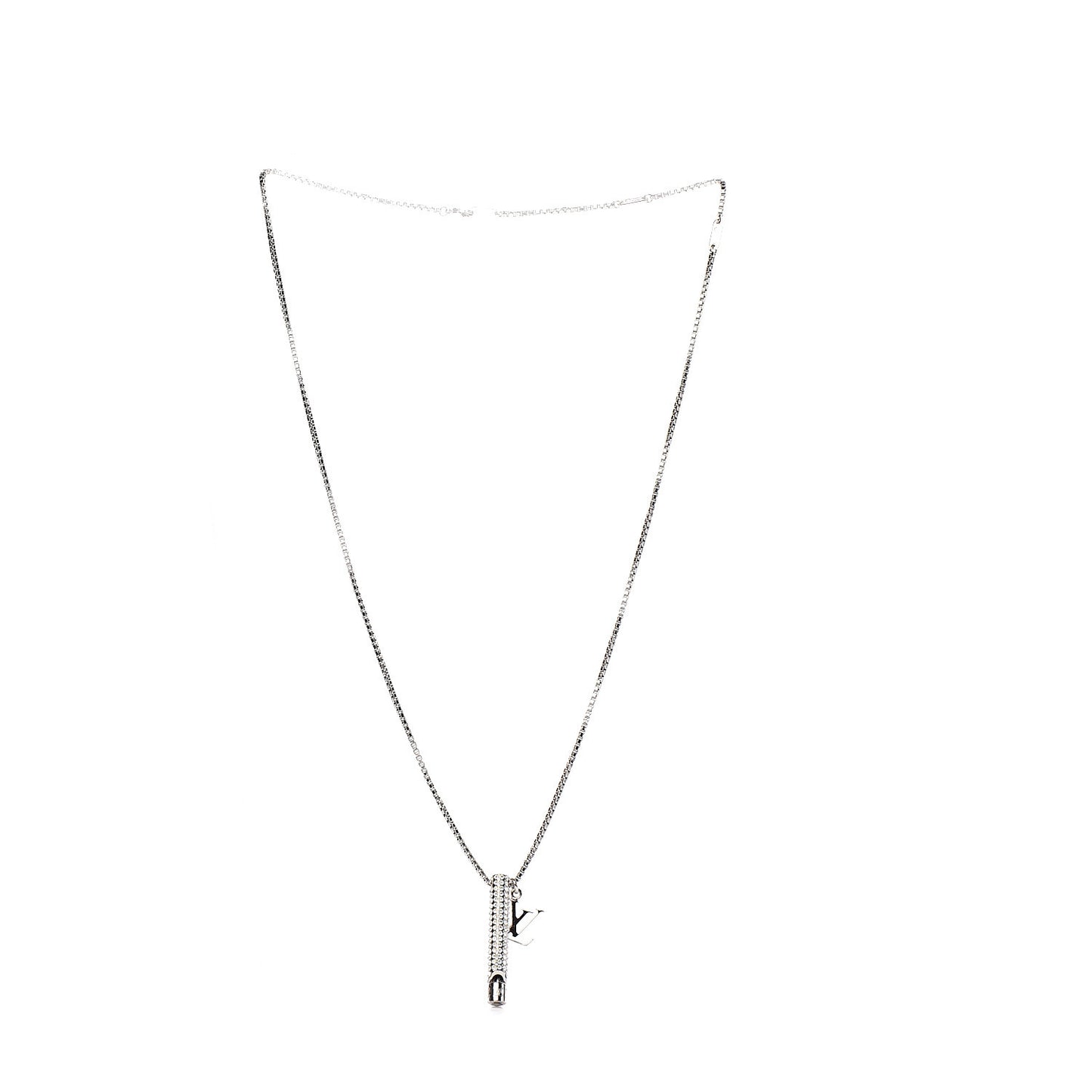 LV Whistle Chain Pendant Necklace Silver