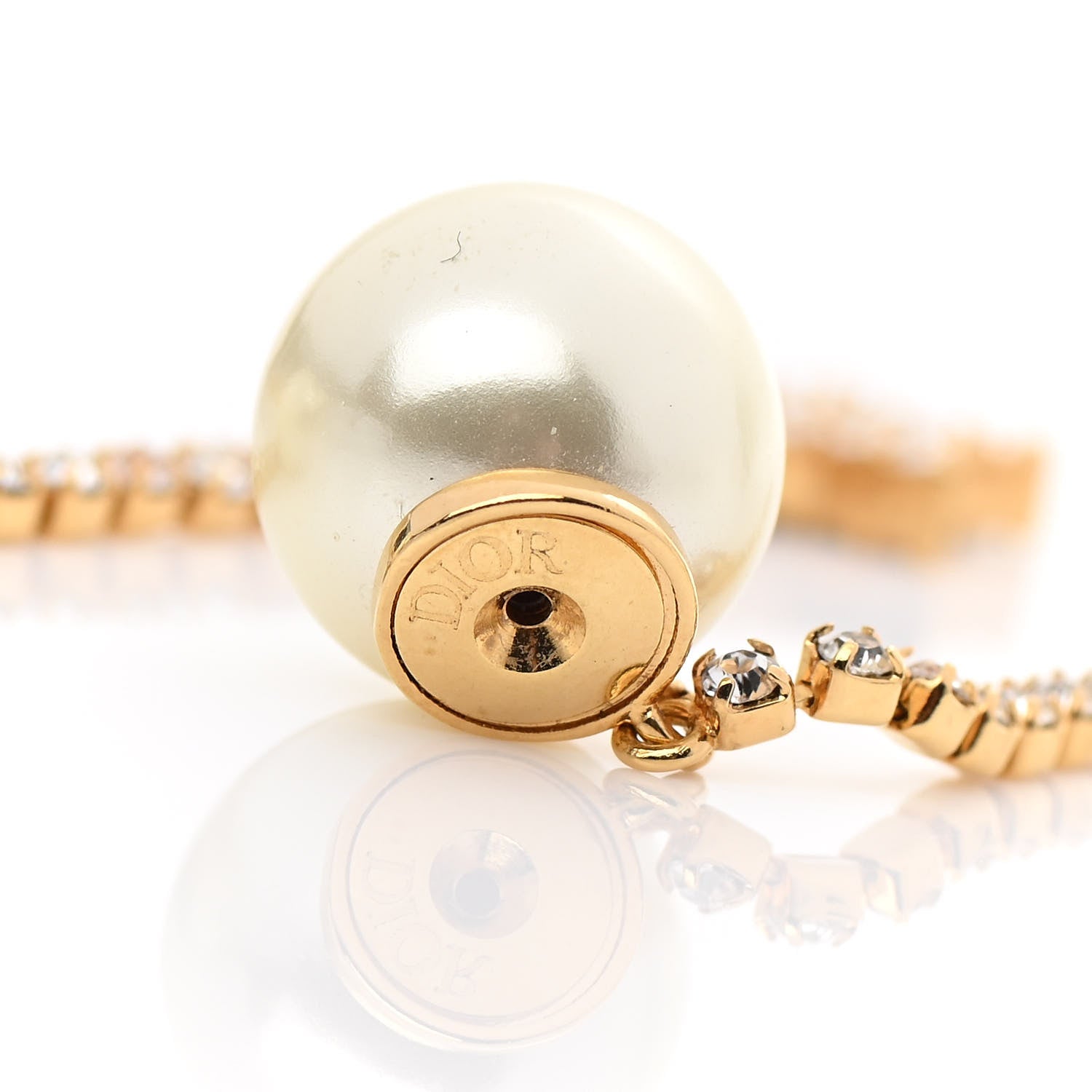 Christian Dior Pearl Crystal Star Tribale Dangle Chain Earrings Gold 4 of 6