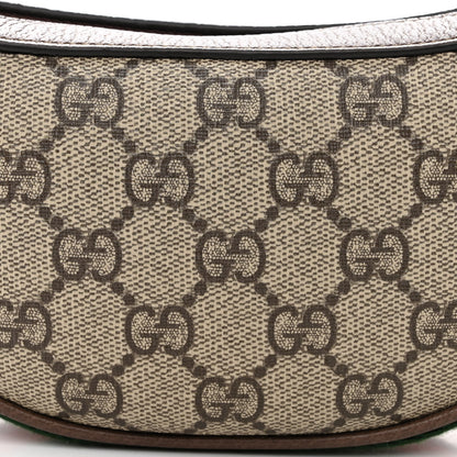 Gucci GG Supreme Monogram Textured Calfskin Web Mini Ophidia Half Moon Hobo Beige Ebony New Acero 8 of 10