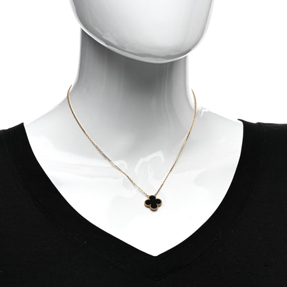 Van Cleef & Arpels 18K Yellow Gold Black Onyx Vintage Alhambra Pendant Necklace 2 of 6