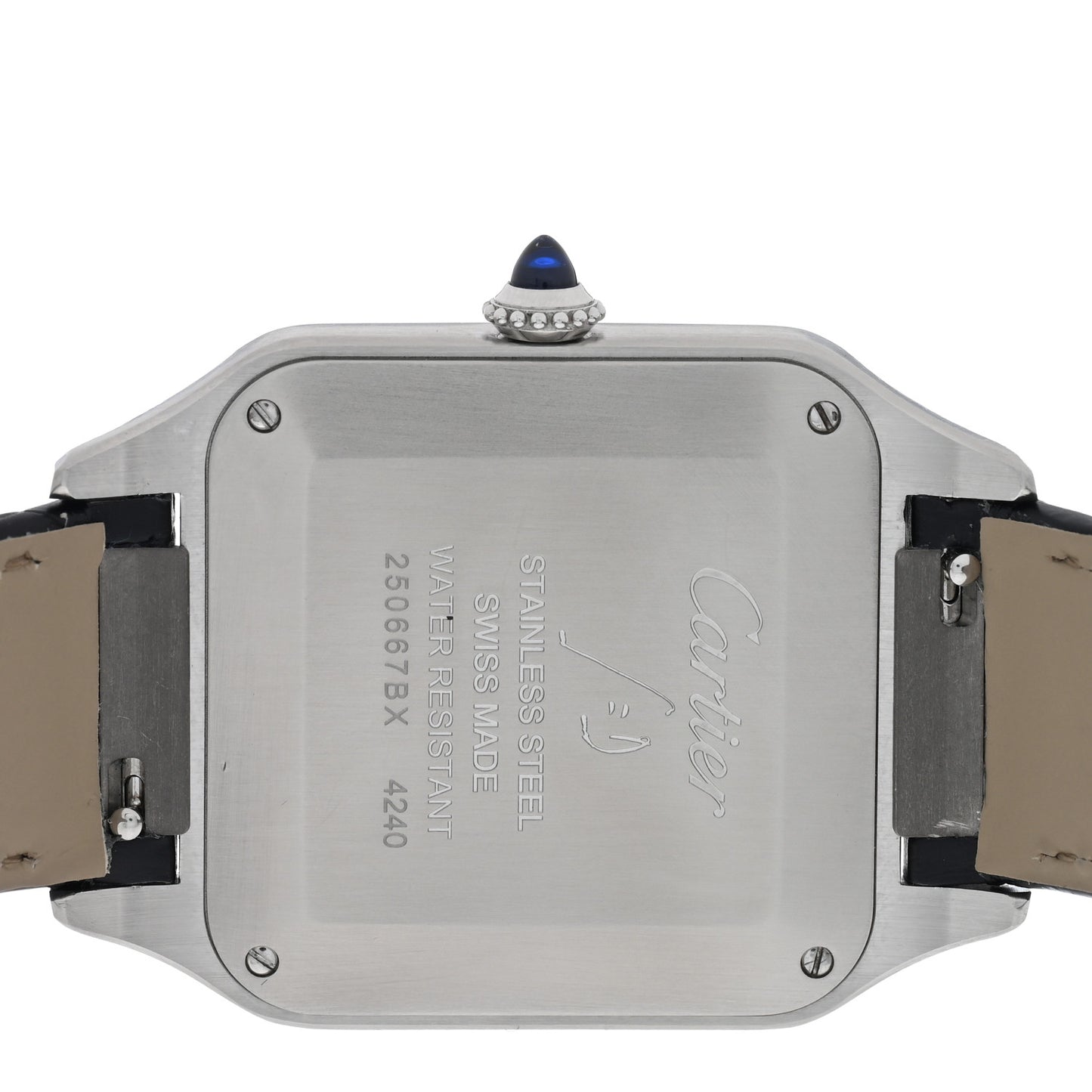 Stainless Steel Alligator 31.4mm Santos Dumont Quartz Watch Blue