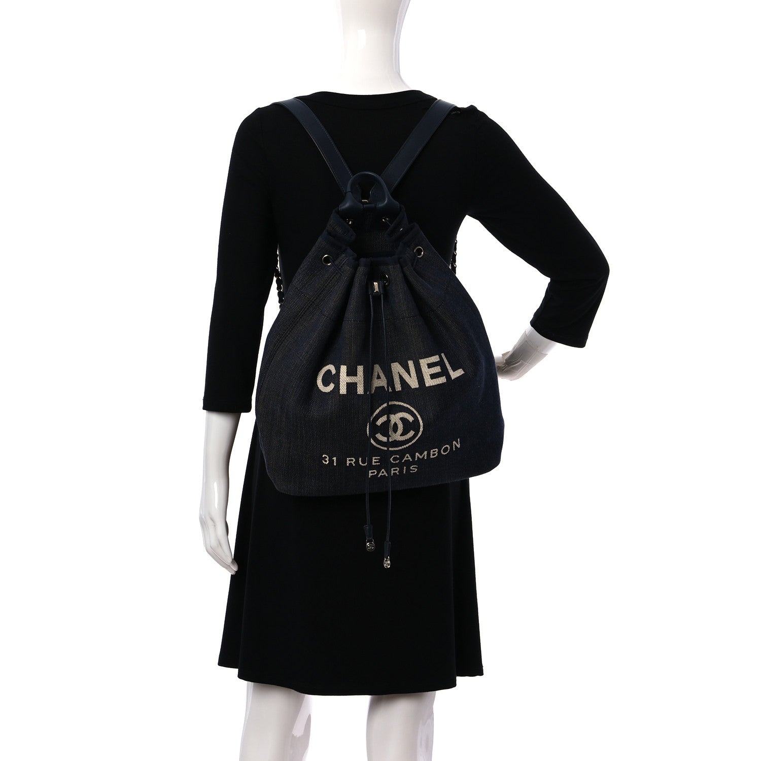 Chanel Canvas Large Deauville Backpack Denim Blue 2 of 9