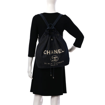 Chanel Canvas Large Deauville Backpack Denim Blue 2 of 9