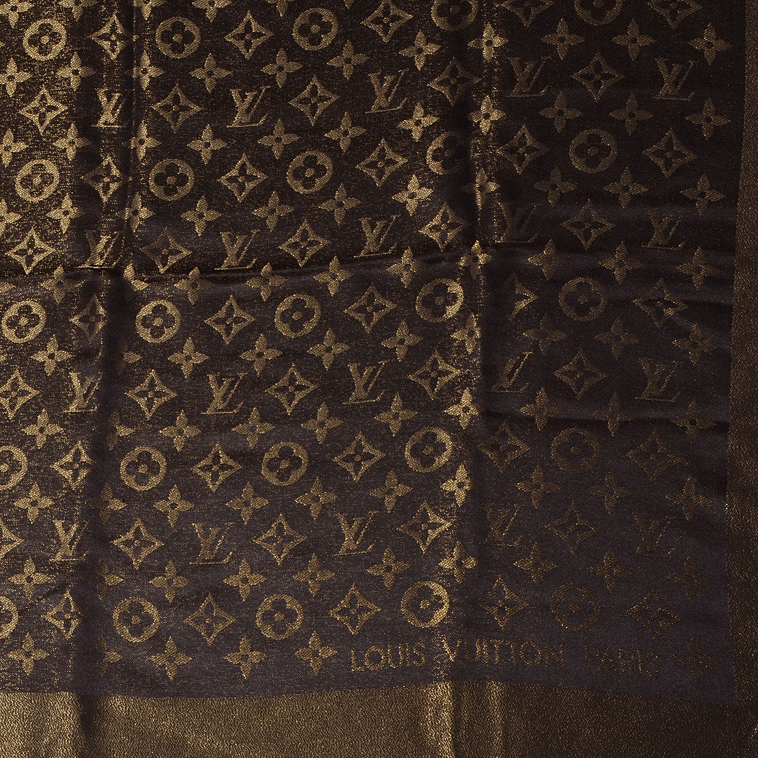 Louis Vuitton Silk Lurex Wool Monogram Shine Shawl Brown 1 of 5